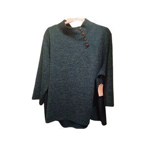 ST JOHN'S BAY GREEN MOCK TURTLENECK HI LO SWEATER BLOUSE SZ 2X